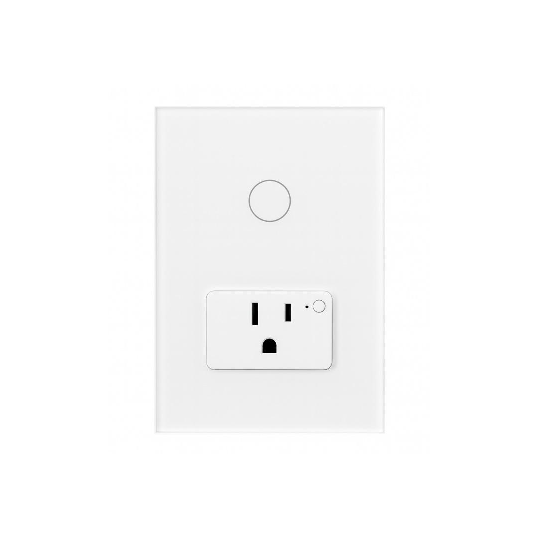 Interruptor 1 Botón + Tomacorriente Inteligente Color Blanco