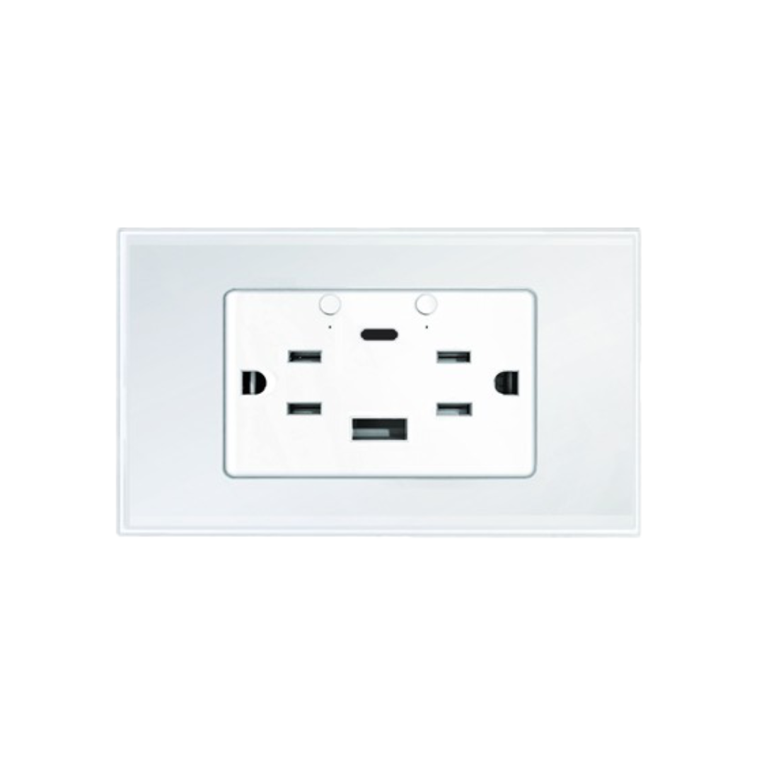 Tomacorriente Inteligente con USB y tipo C Color Blanco