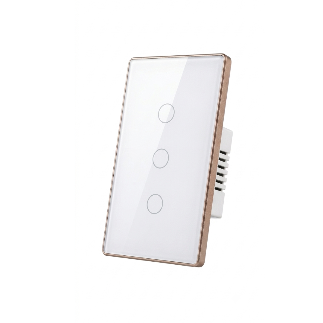 Interruptor Táctil Inteligente 3 Botones Zigbee 3.0 con Marco Metálico Color Blanco