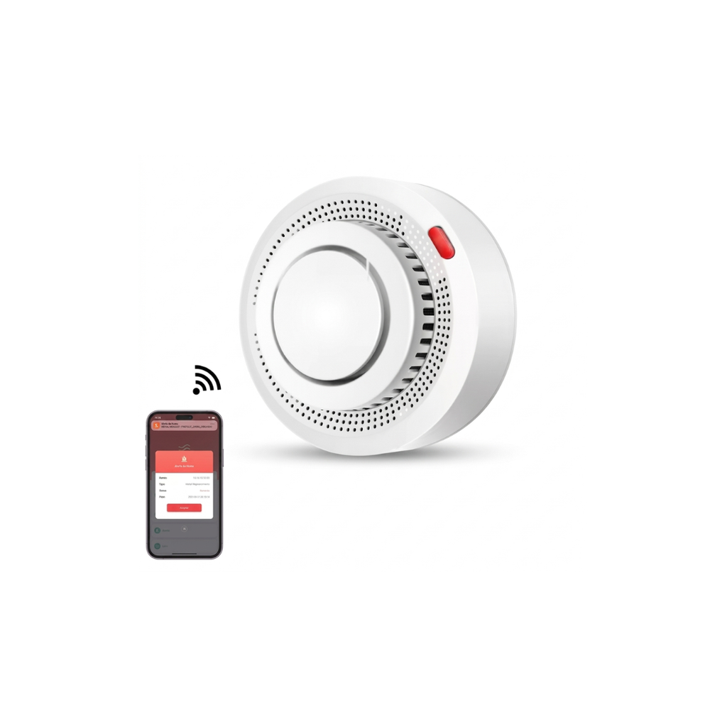 Sensor de humo con detección de 360 ° y alarma de 80dB WIFI 2,4 Ghz