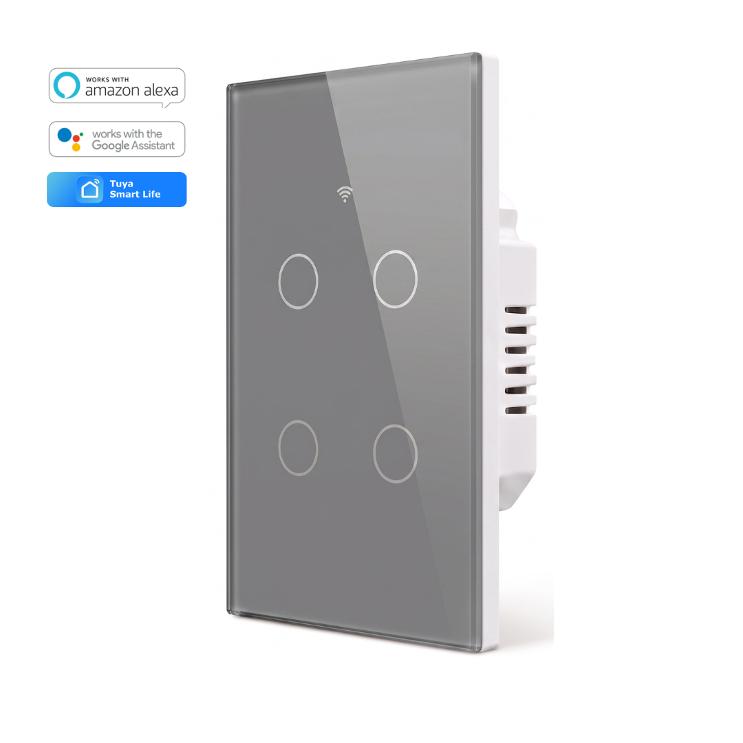 Interruptor inteligente 4 Botones Color Gris