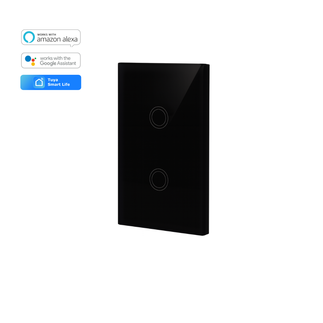 Interruptor inteligente 2 Botones Color Negro RF433 | Ideal para sistemas 3way