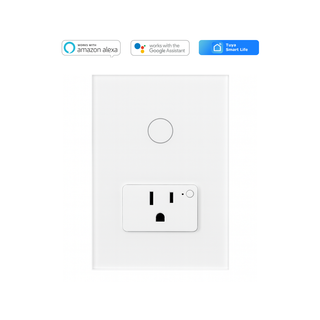 Interruptor 1 Botón + Tomacorriente Inteligente Color Blanco