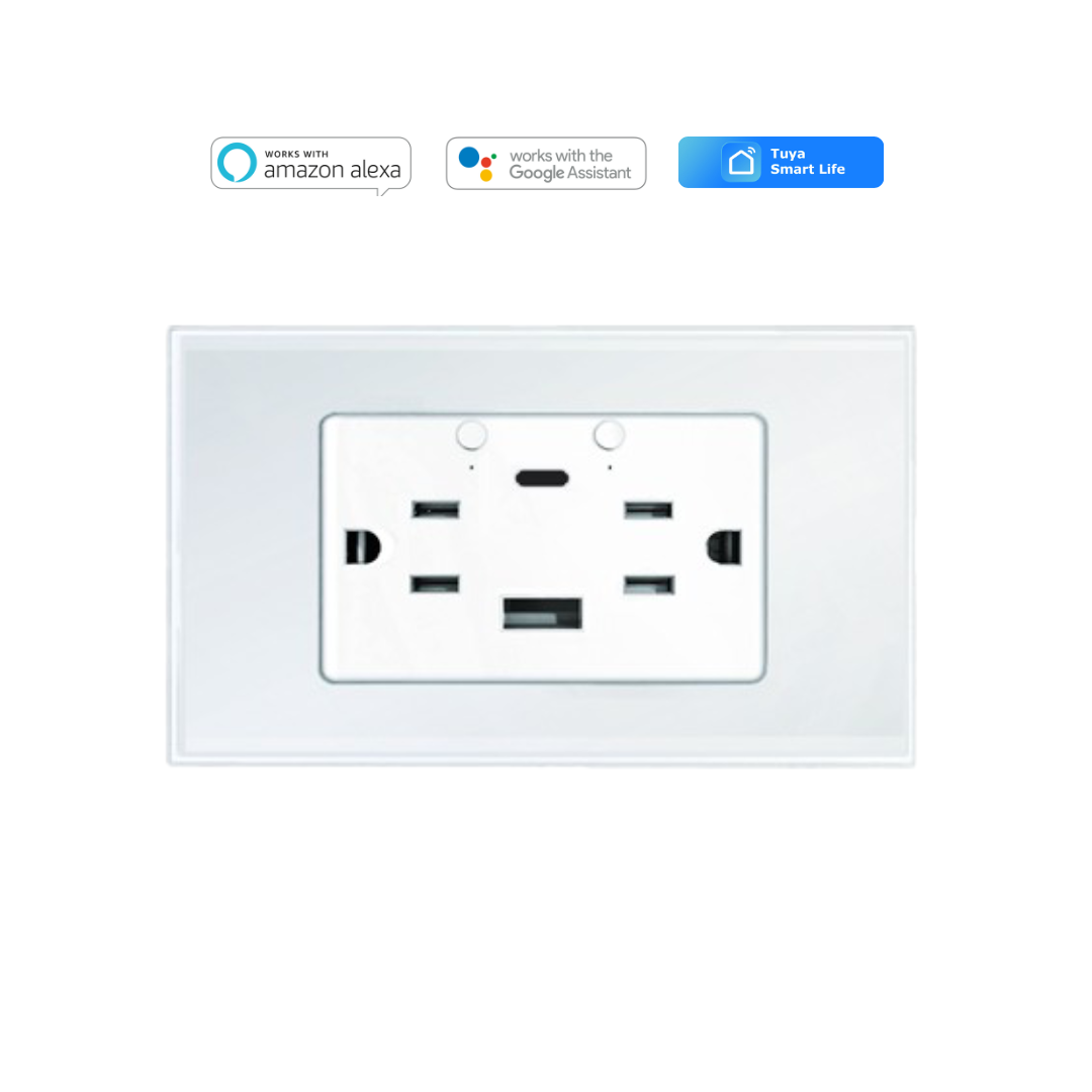 Tomacorriente Inteligente con USB y tipo C Color Blanco