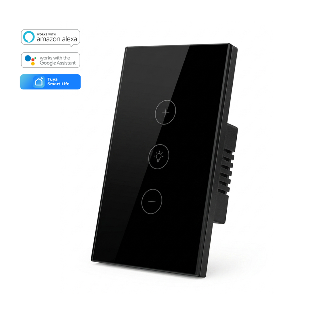 Interruptor Regulador Táctil Inteligente 1 Botón  Wi-Fi (Dimmer) Color Negro