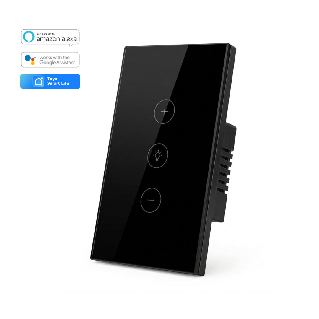 Interruptor Regulador Táctil Inteligente 1 Botón  Wi-Fi (Dimmer) Color Negro