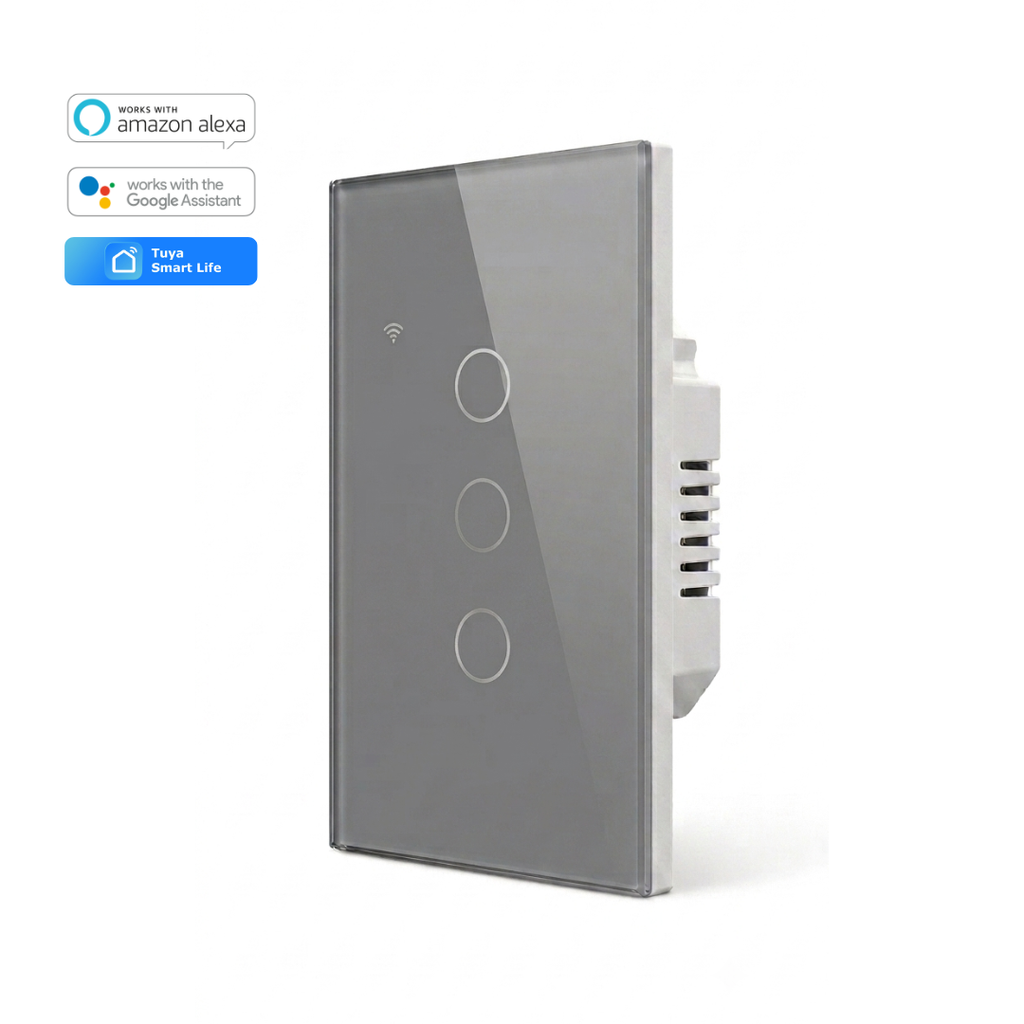 Interruptor inteligente WIFI 3 Botones Color Gris