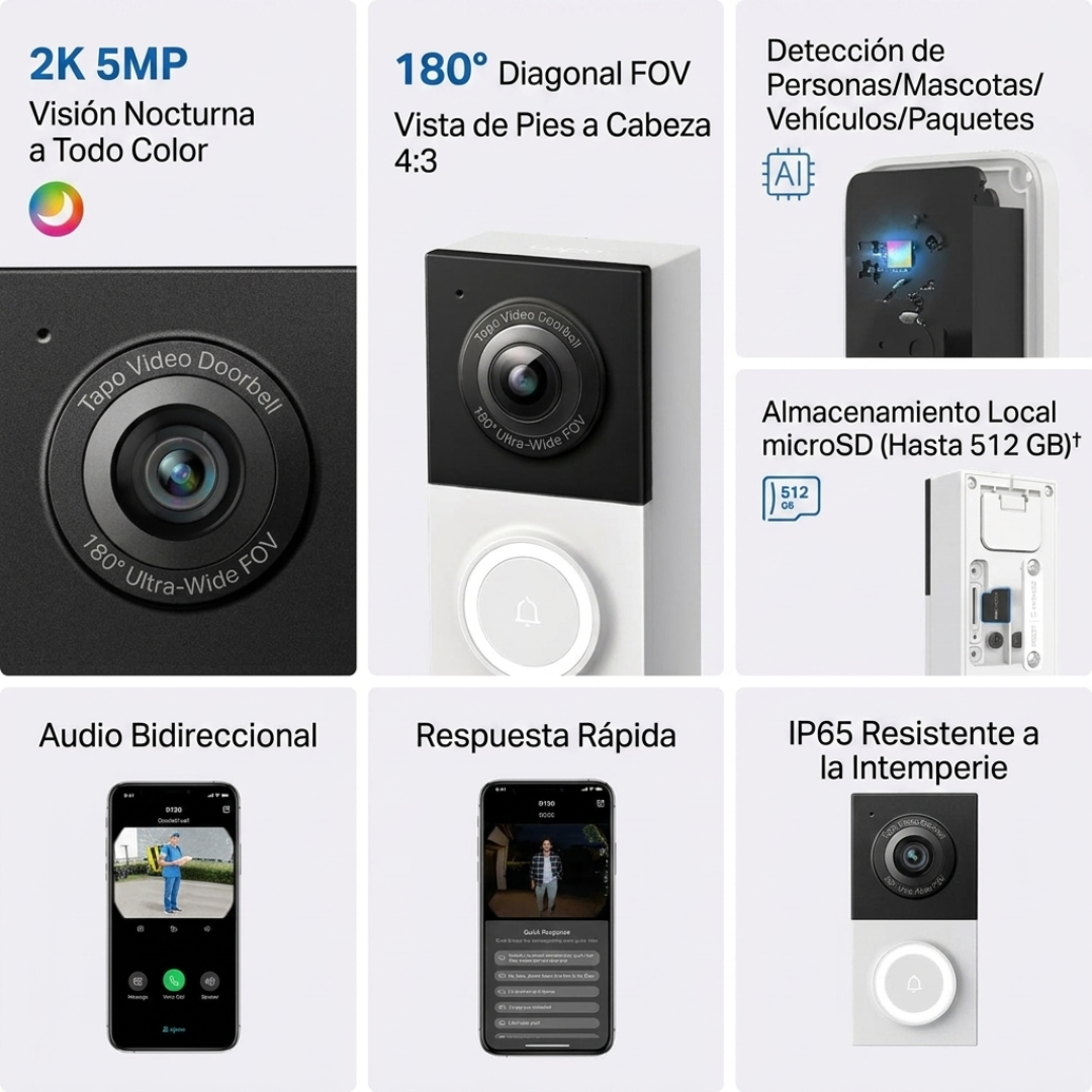 Video Timbre Inteligente Tapo D130 (2K 5MP con Cable)