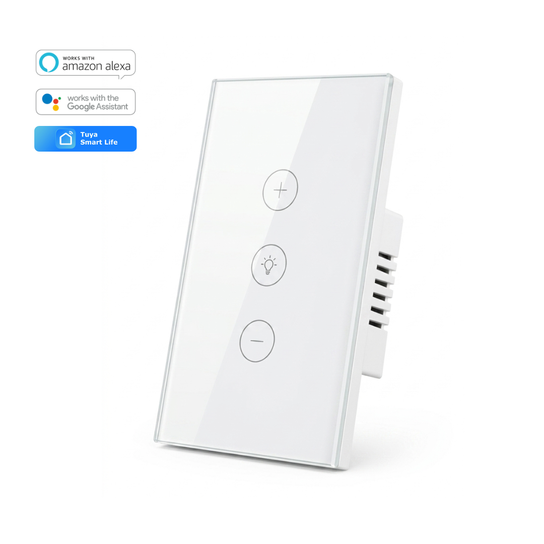 Interruptor Regulador Táctil Inteligente 1 Botón  Wi-Fi (Dimmer) Color Blanco
