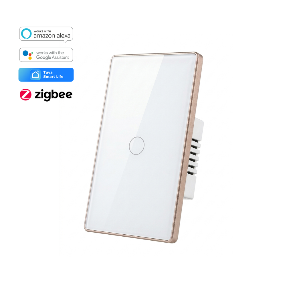 Interruptor Táctil Inteligente 1 Botón Zigbee 3.0 con Marco Metálico Color Blanco