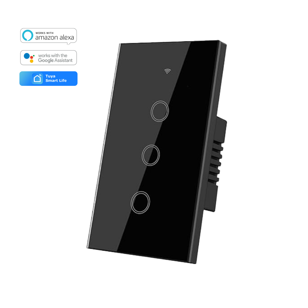 Interruptor inteligente 3 Botones Color Negro