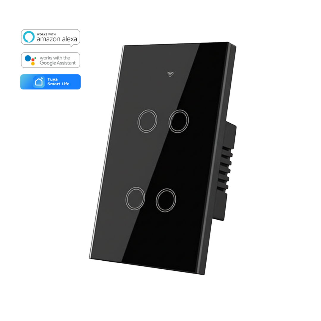 Interruptor inteligente 4 Botones Color Negro
