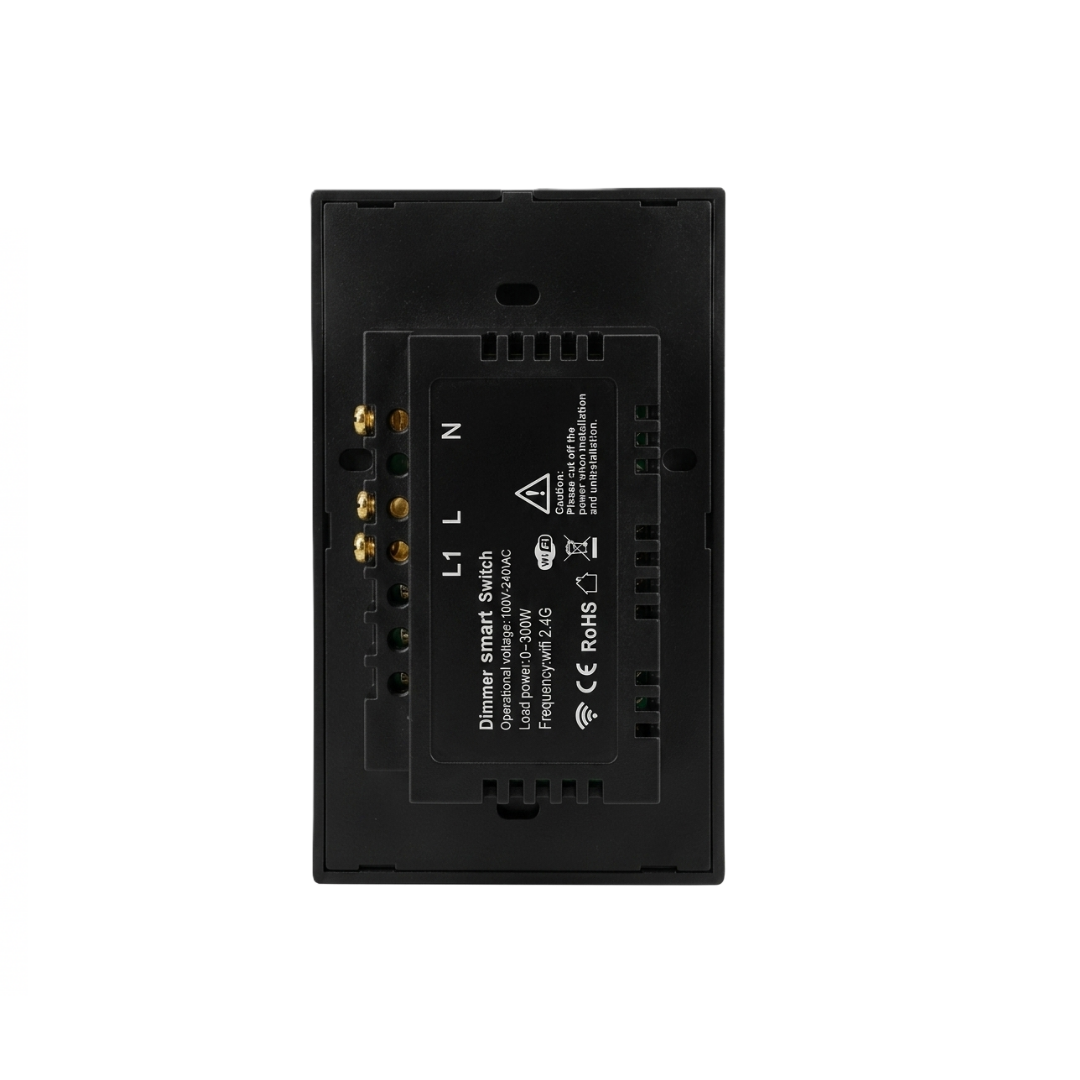 Interruptor Regulador Táctil Inteligente 1 Botón  Wi-Fi (Dimmer) Color Negro