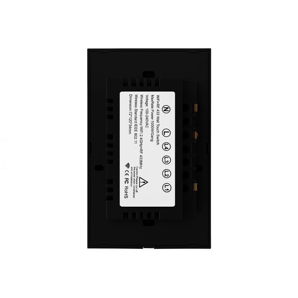 Interruptor inteligente 4 Botones Color Negro