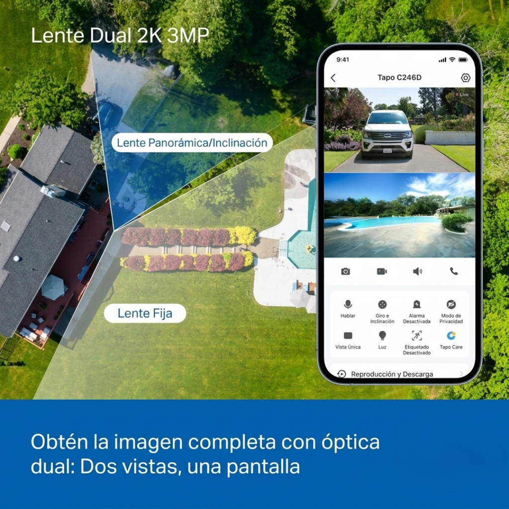 Cámara de Seguridad Dual Inteligente Tapo C246D 2K 3MP (Interior/Exterior)