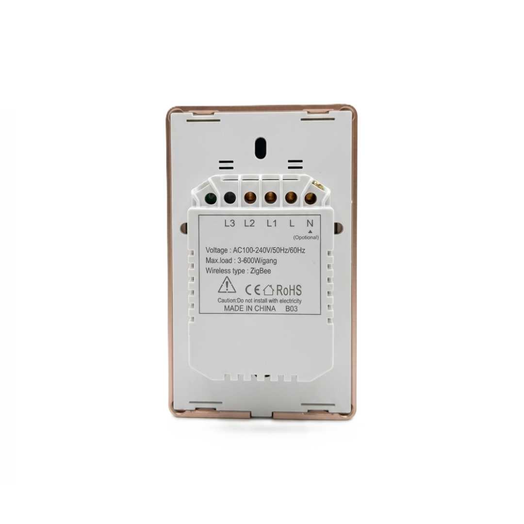 Interruptor Táctil Inteligente 2 Botones Zigbee 3.0 con Marco Metálico Color Blanco