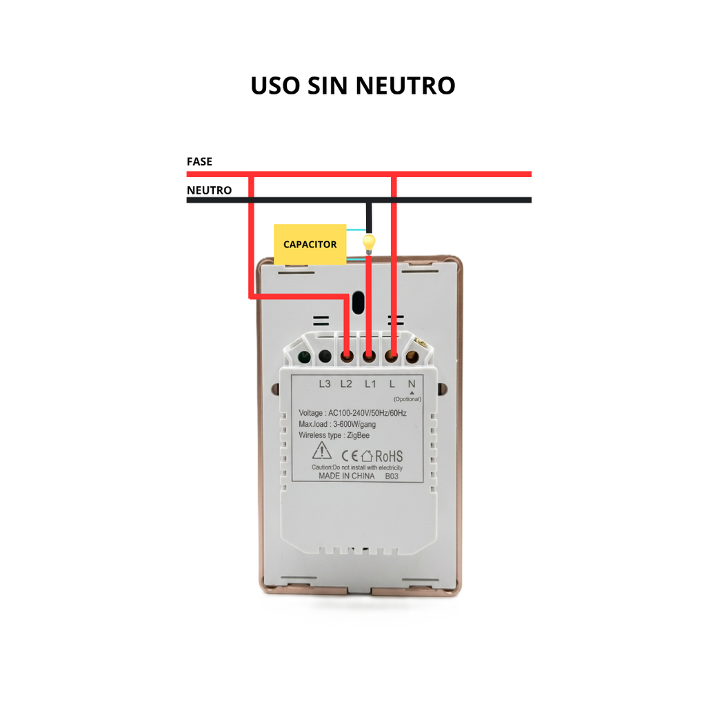 Interruptor Táctil Inteligente 2 Botones Zigbee 3.0 con Marco Metálico Color Blanco