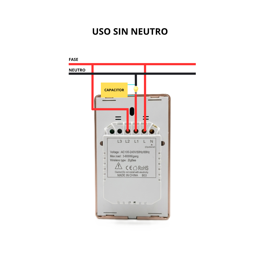 Interruptor Táctil Inteligente 2 Botones Zigbee 3.0 con Marco Metálico Color Blanco
