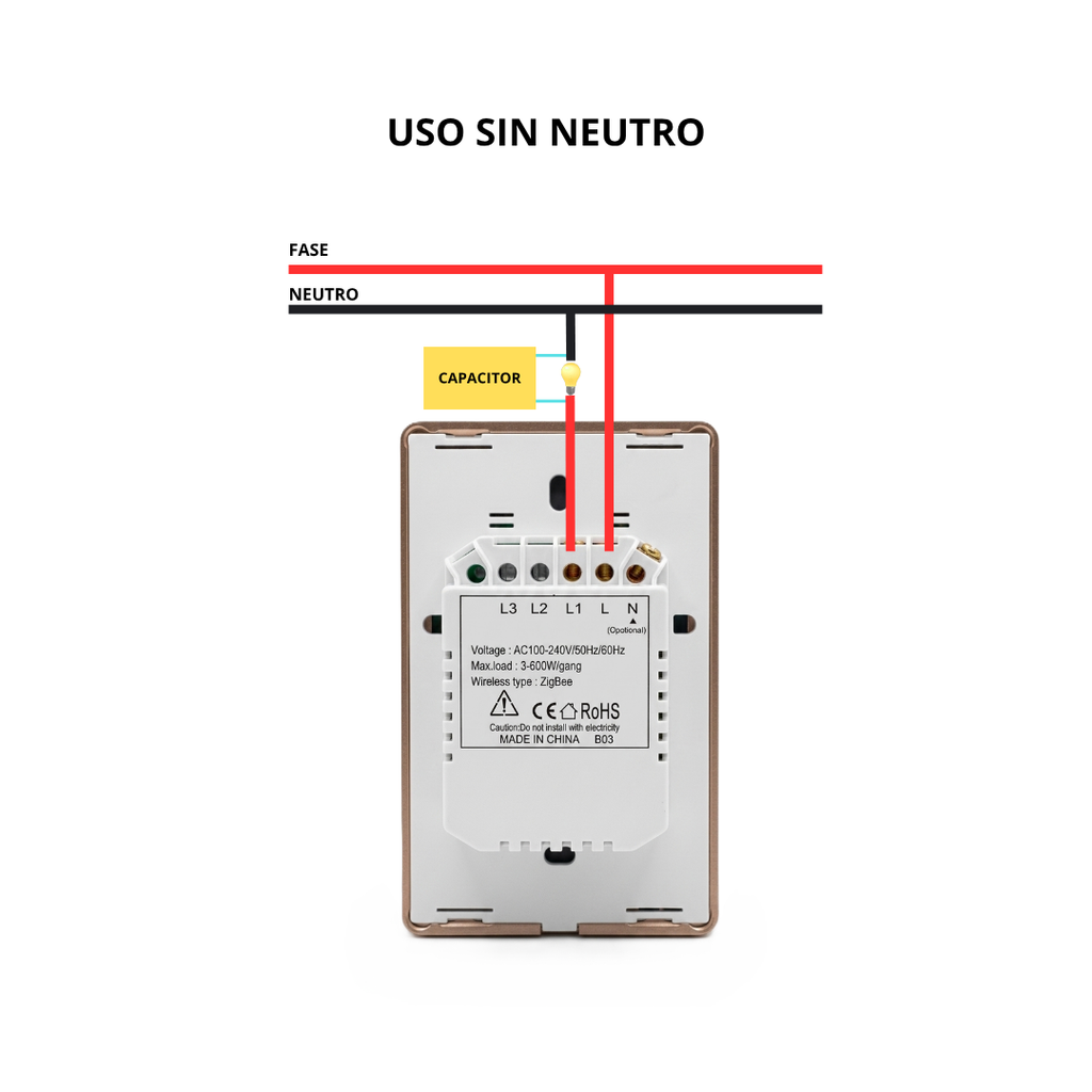 Interruptor Táctil Inteligente 1 Botón Zigbee 3.0 con Marco Metálico Color Blanco