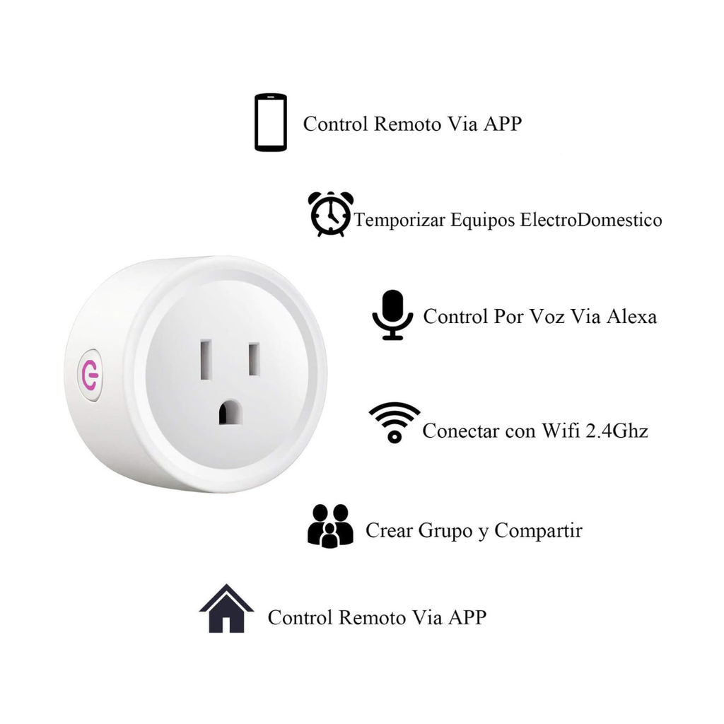 Mini Enchufe Inteligente Wi-Fi 16A – Control Total y Voz (Tuya / Alexa / Google)