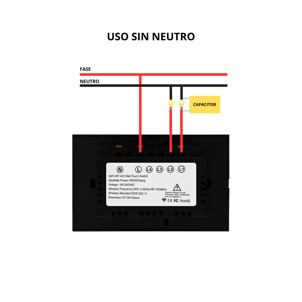 Interruptor inteligente 2 Botones Color Blanco