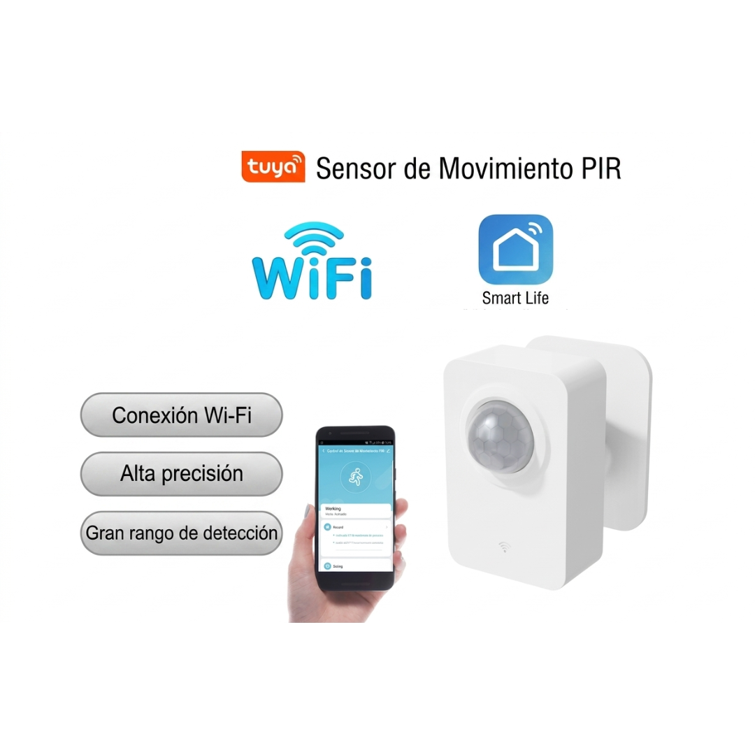 Sensor de Movimiento Infrarrojo PIR Inteligente Zigbee Tuya (Montado en Pared)