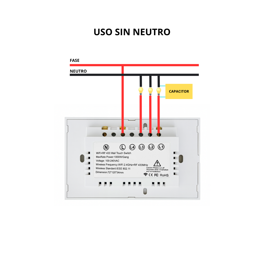 Interruptor inteligente 3 Botones Color Blanco