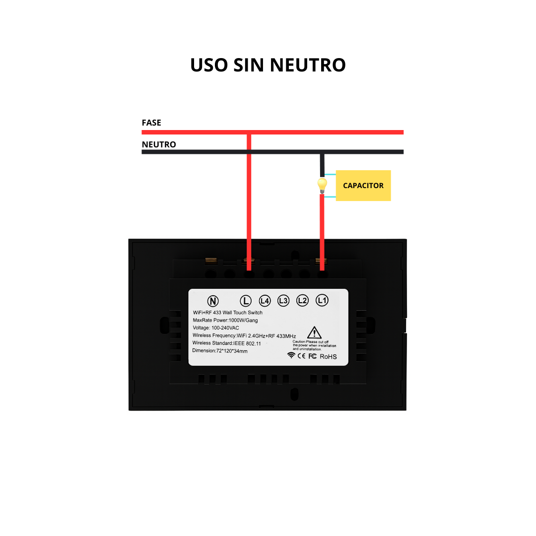 Interruptor inteligente 1 Botón Color Negro