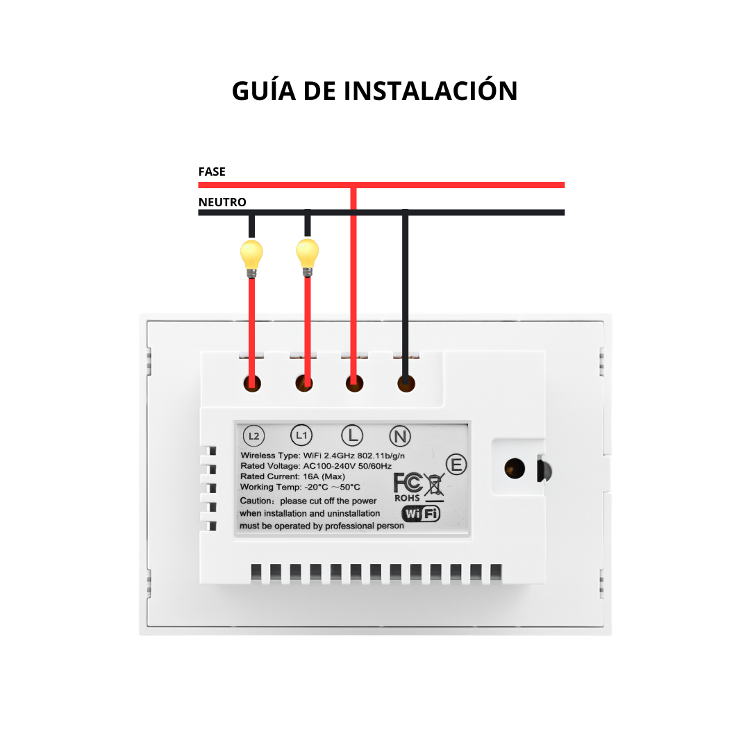 Interruptor 2 Botones + Tomacorriente Inteligente Color Blanco