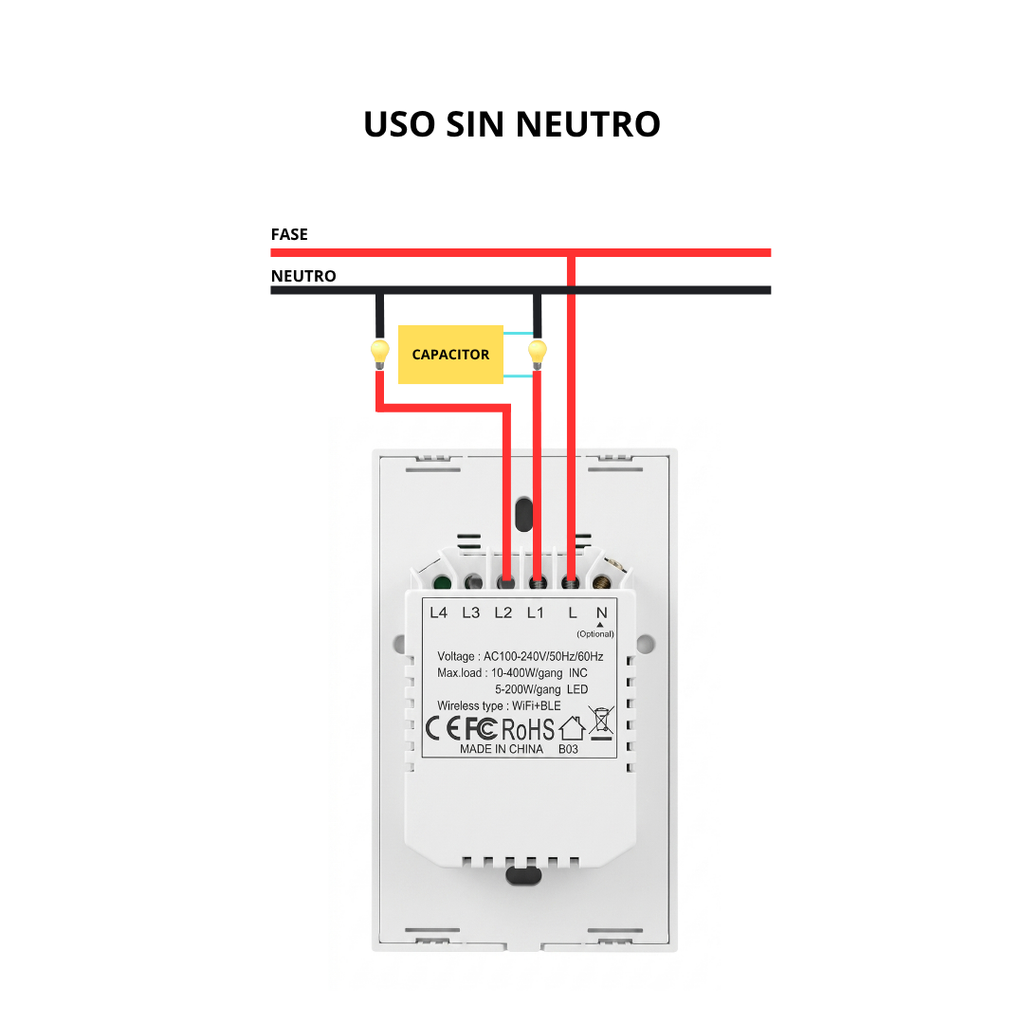 Interruptor inteligente WIFI 2 Botones Color Gris
