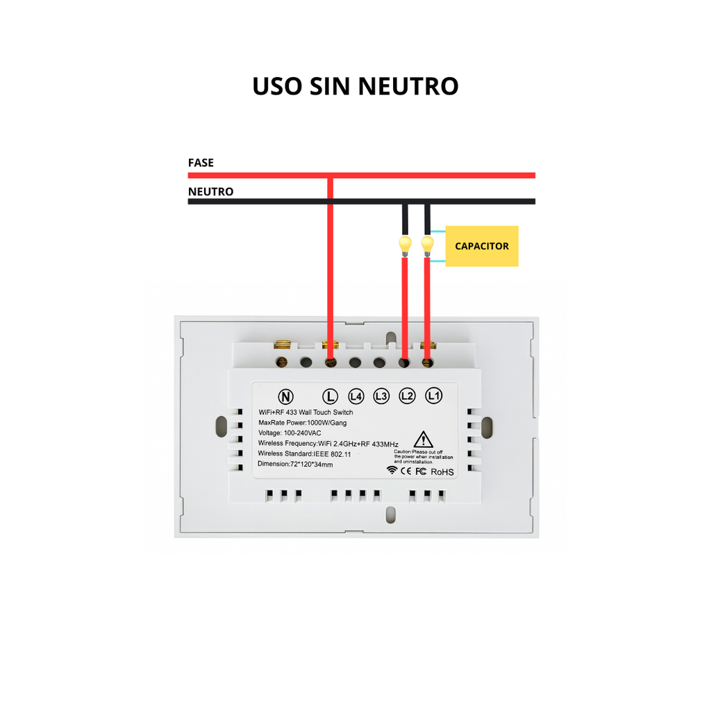 Interruptor inteligente 2 Botones Color Blanco