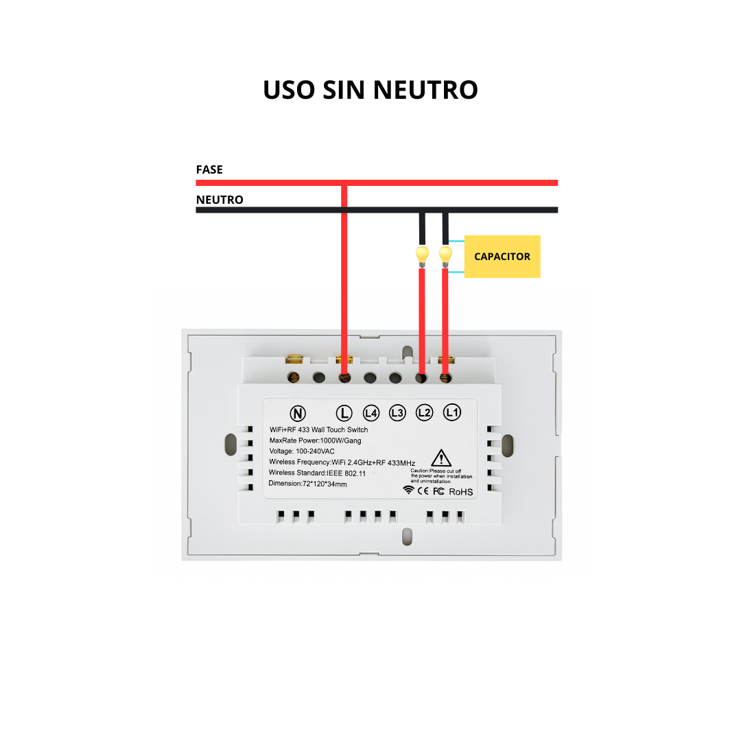 Interruptor inteligente 2 Botones Color Blanco