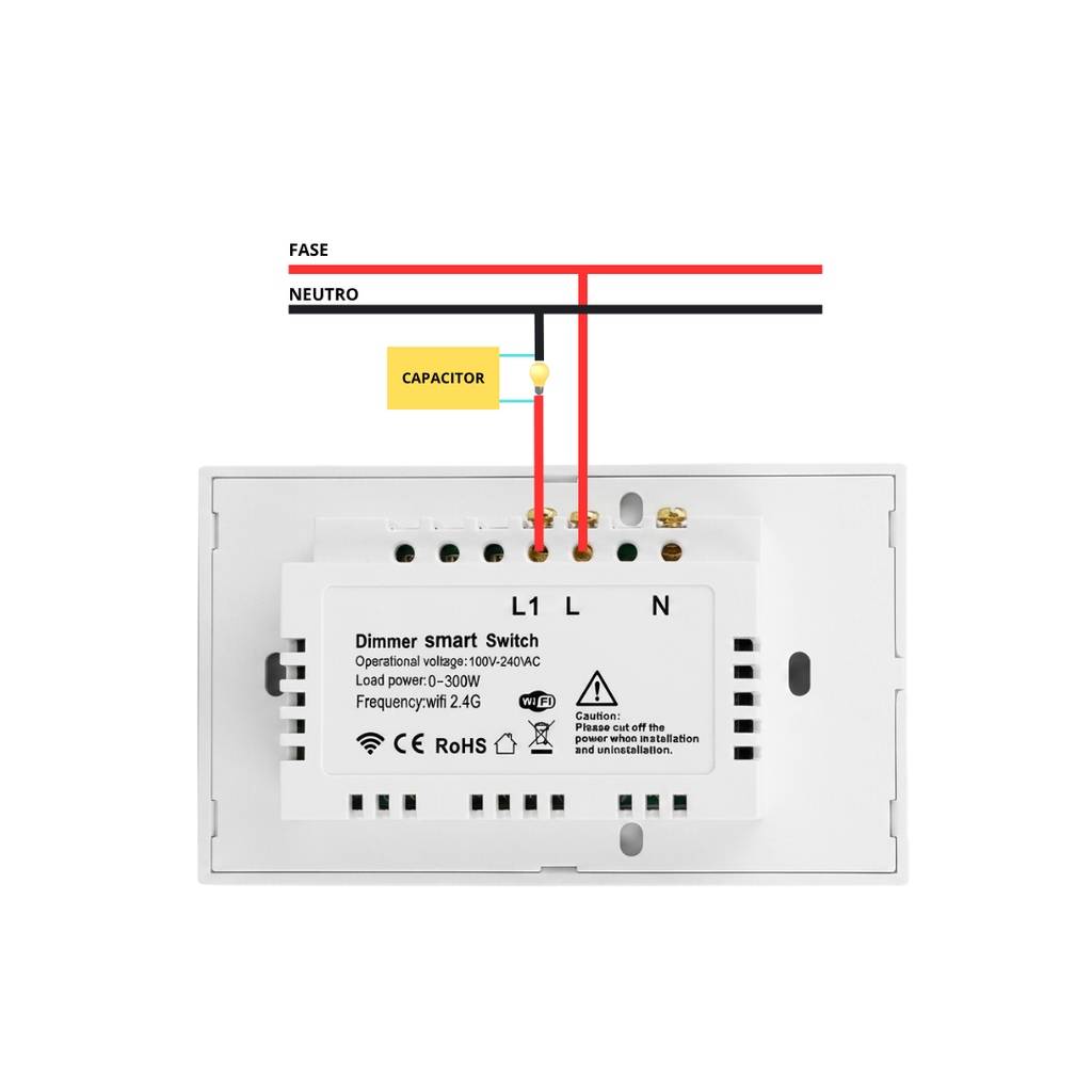 Interruptor Regulador Táctil Inteligente 1 Botón  Wi-Fi (Dimmer) Color Blanco