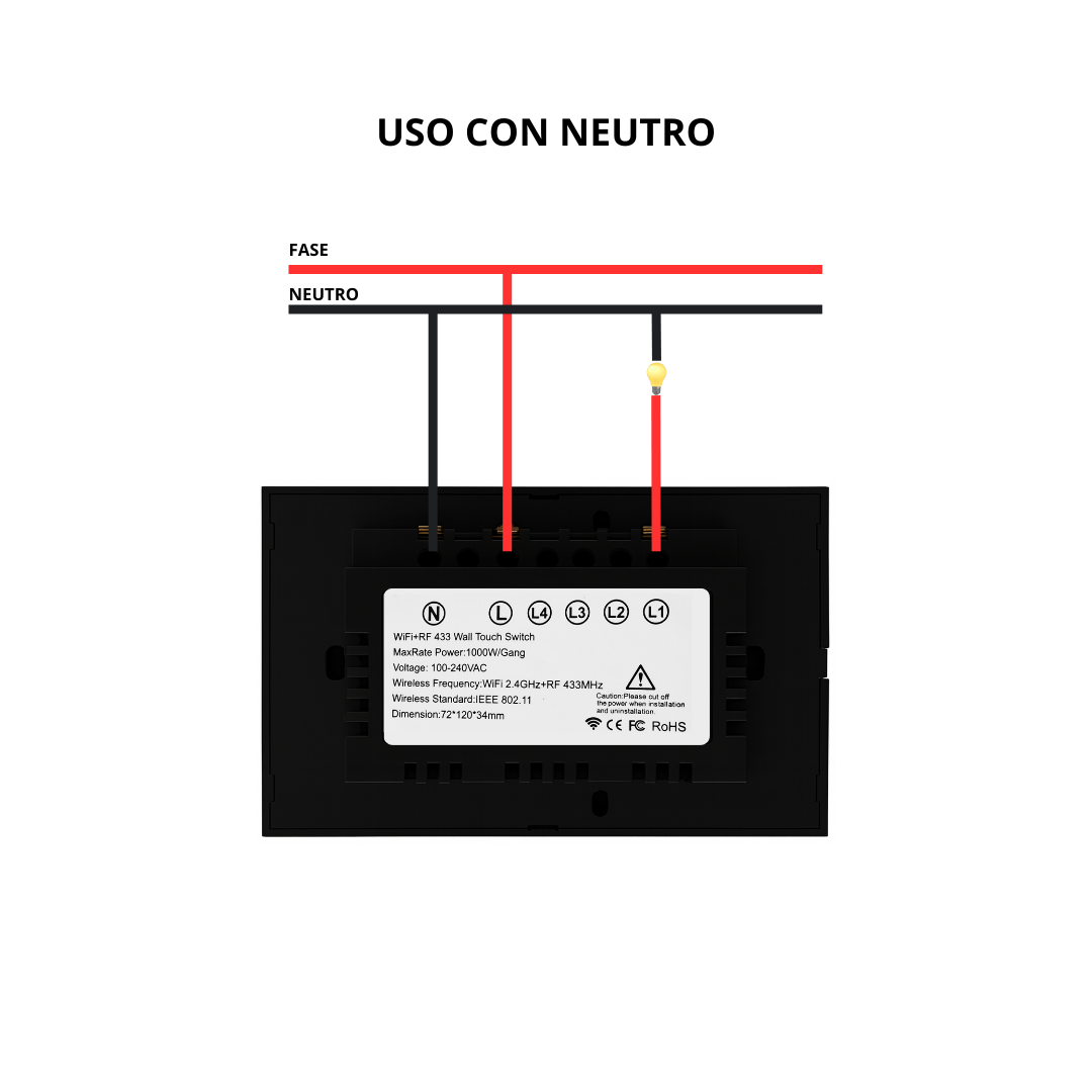 Interruptor inteligente 1 Botón Color Negro