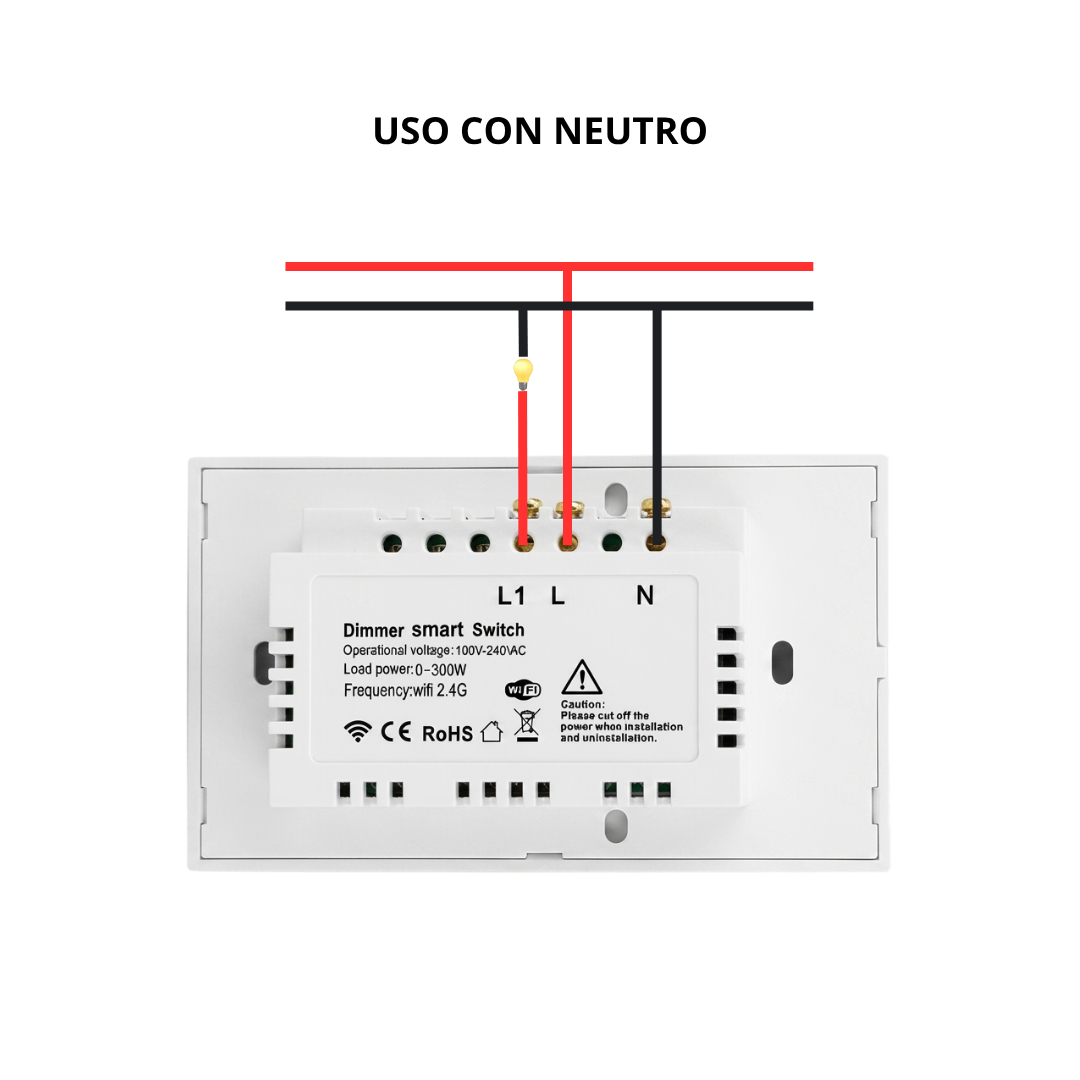 Interruptor Regulador Táctil Inteligente 1 Botón  Wi-Fi (Dimmer) Color Blanco
