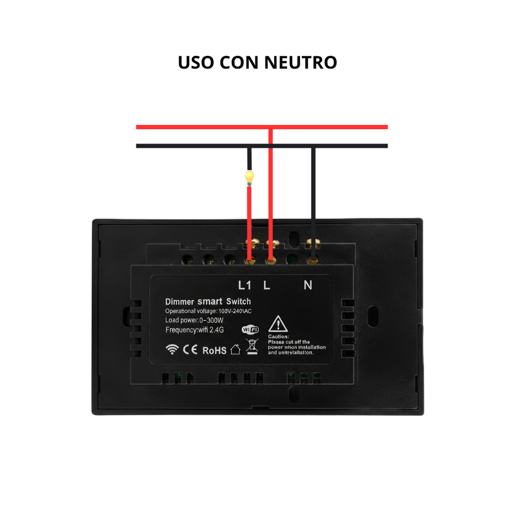 Interruptor Regulador Táctil Inteligente 1 Botón  Wi-Fi (Dimmer) Color Negro