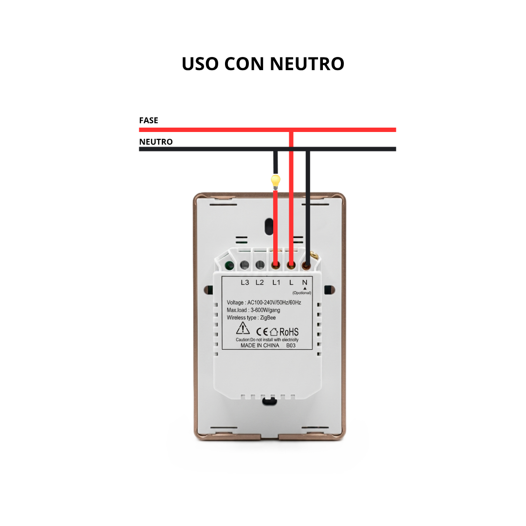 Interruptor Táctil Inteligente 1 Botón Zigbee 3.0 con Marco Metálico Color Blanco
