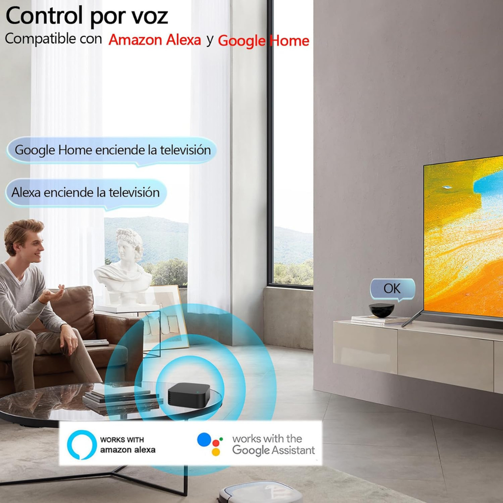 Hub Inteligente Dual: Control Total IR + RF (433MHz)