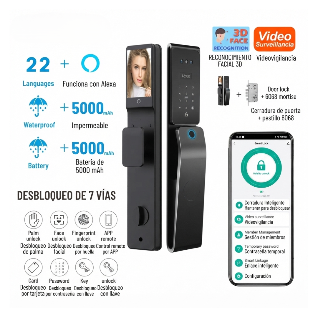 Cerradura Inteligente IGNIS Wi-Fi de Alta Gama para Exteriores e Interiores