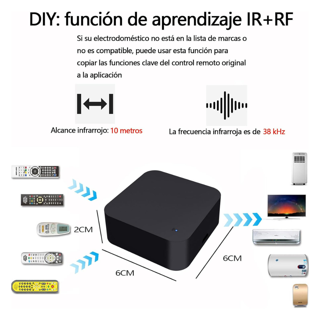 Hub Inteligente Dual: Control Total IR + RF (433MHz)