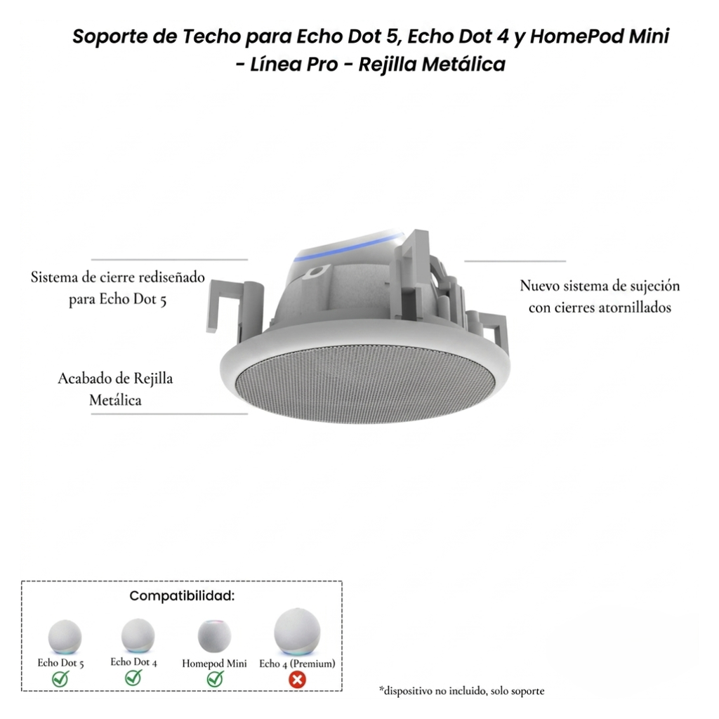 Base de Techo Empotrado Premium con Rejilla de Metal (Pro Line)